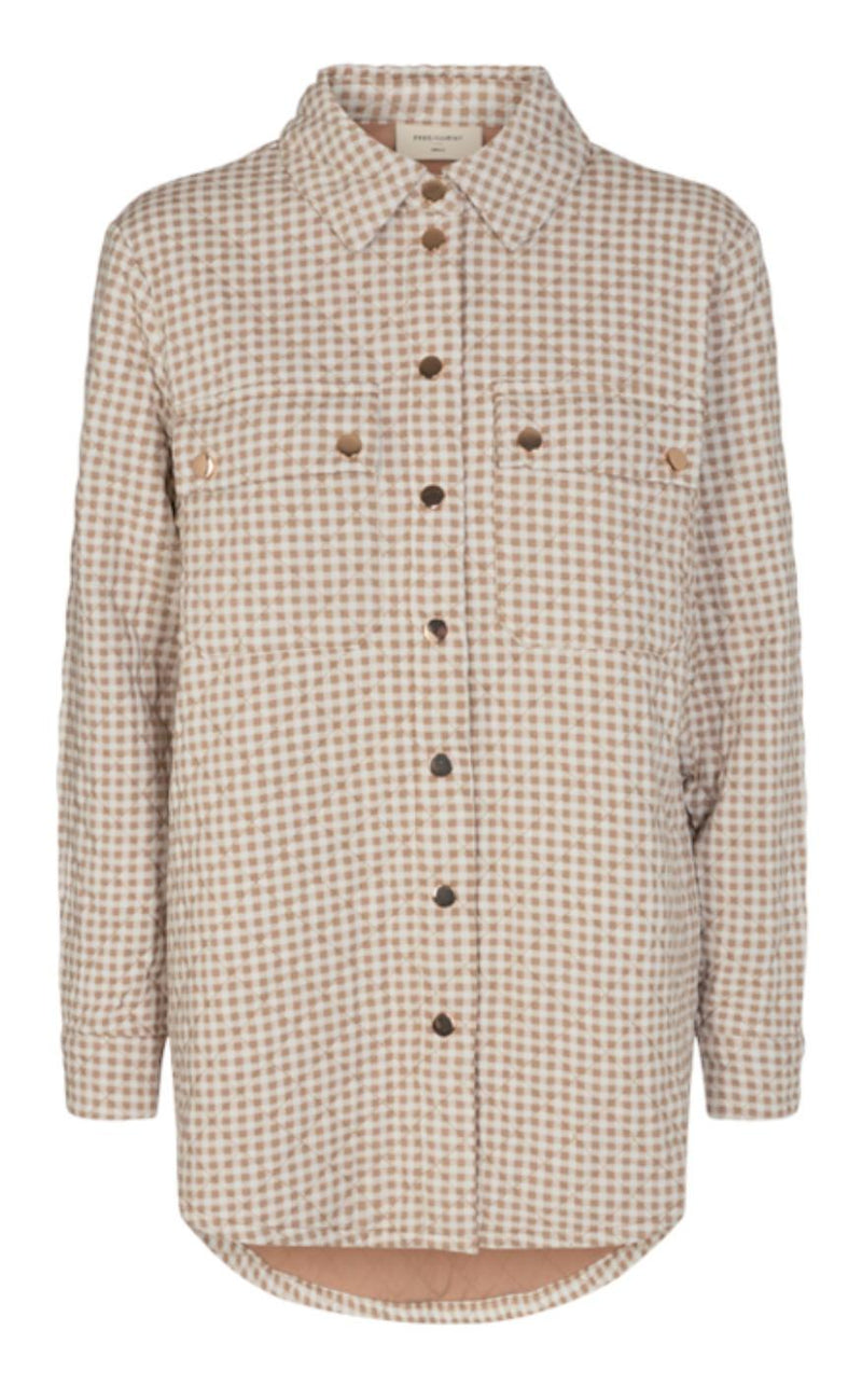 Freequent Jakke - Deta - Beige Sand Mix W. White