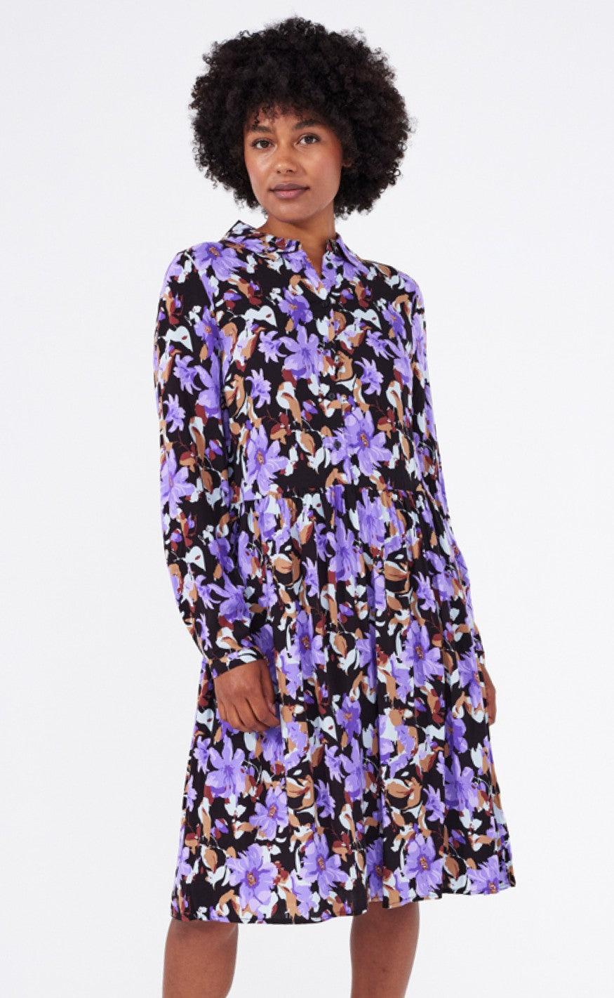 Freequent Kjole - Adney - Purple Sapphire w. Black