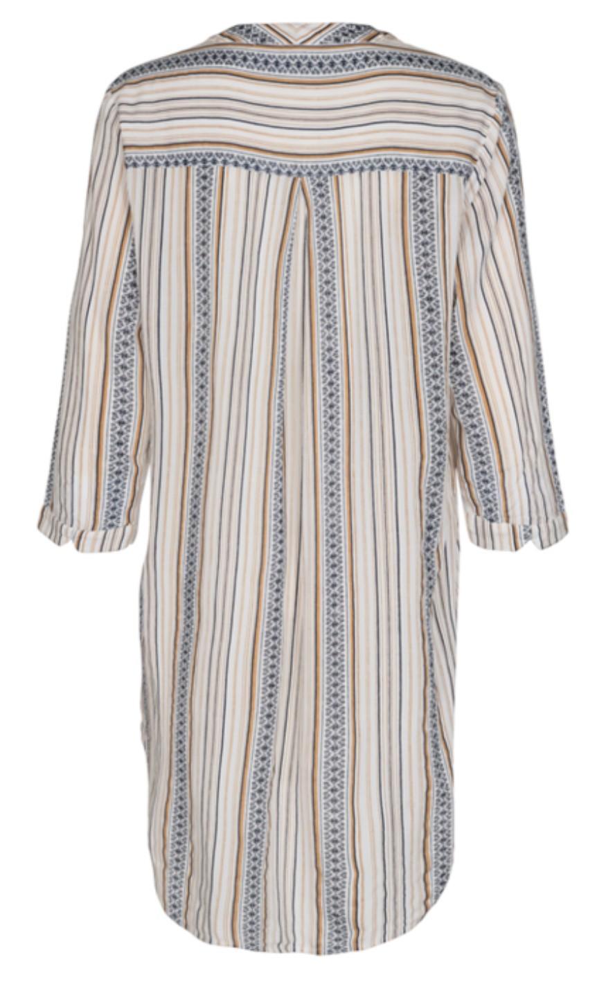Freequent Kjole - Bea Shirt Stripe - Brilliant White Mix
