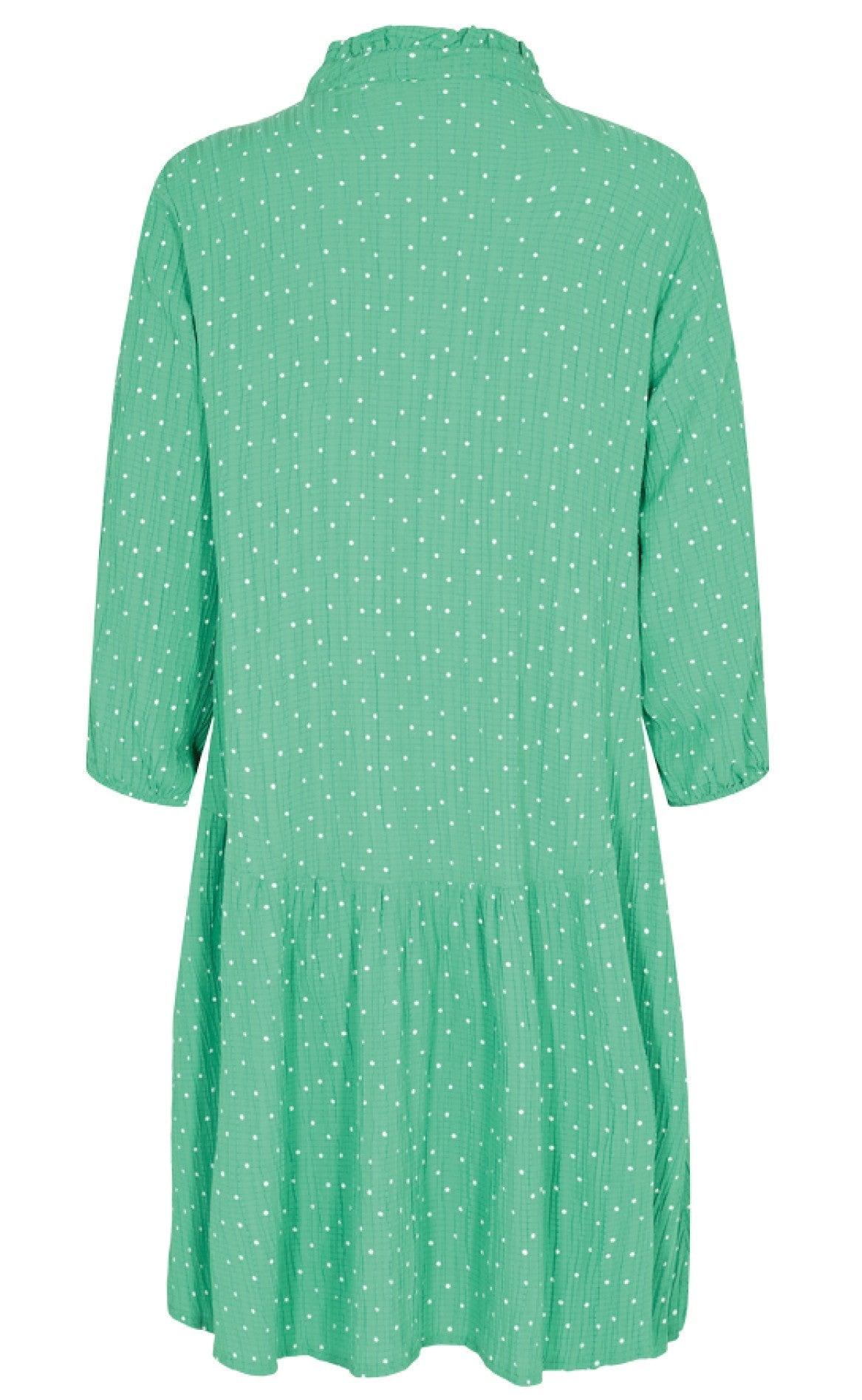 Freequent Kjole - Dotted - Ming Green