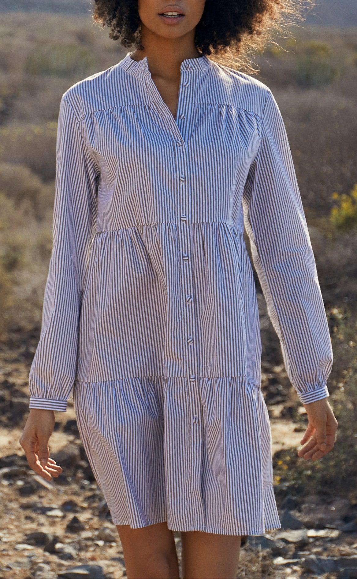 Freequent Kjole - Emmeline Stripe - Chambray Blue