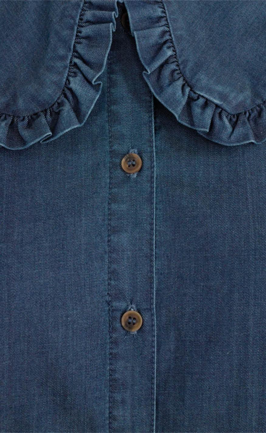 Freequent Kjole - Fia Collar - Medium Blue