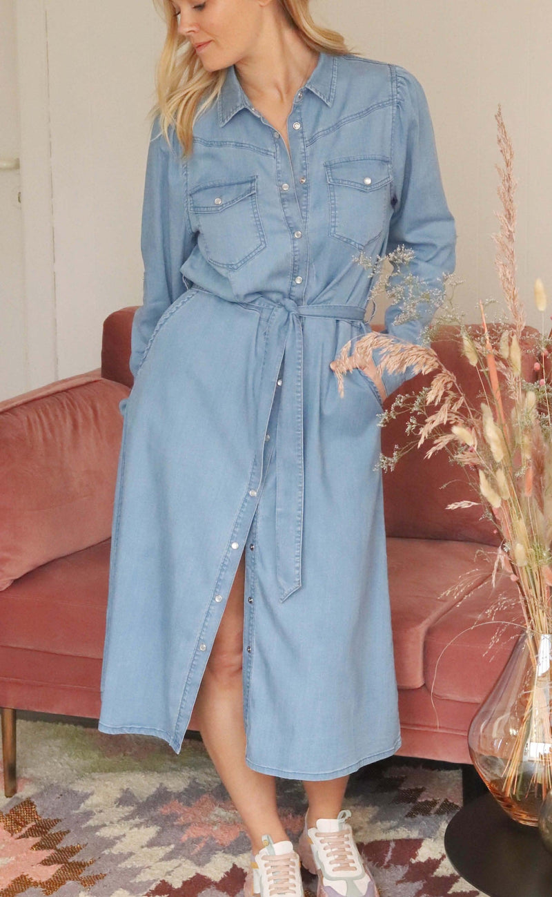 Freequent Kjole - Fia - Vintage Blue Denim