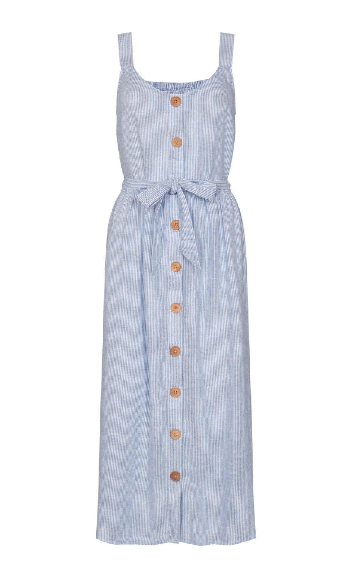 Freequent Kjole - Lavara Stripe - Chambray Blue Mix