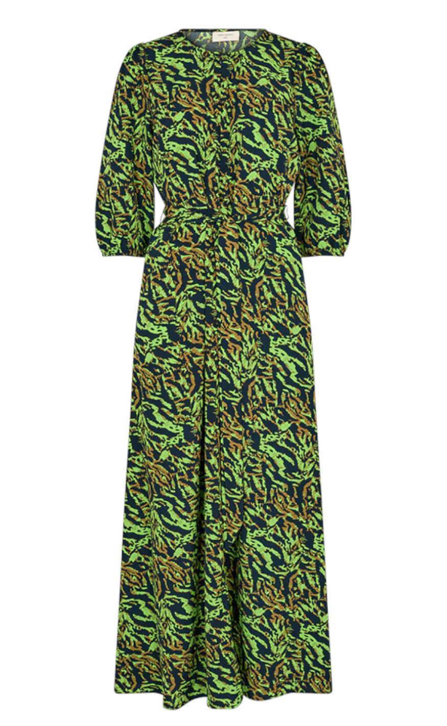 Freequent Kjole - LeSandra - Lime Green W. Black