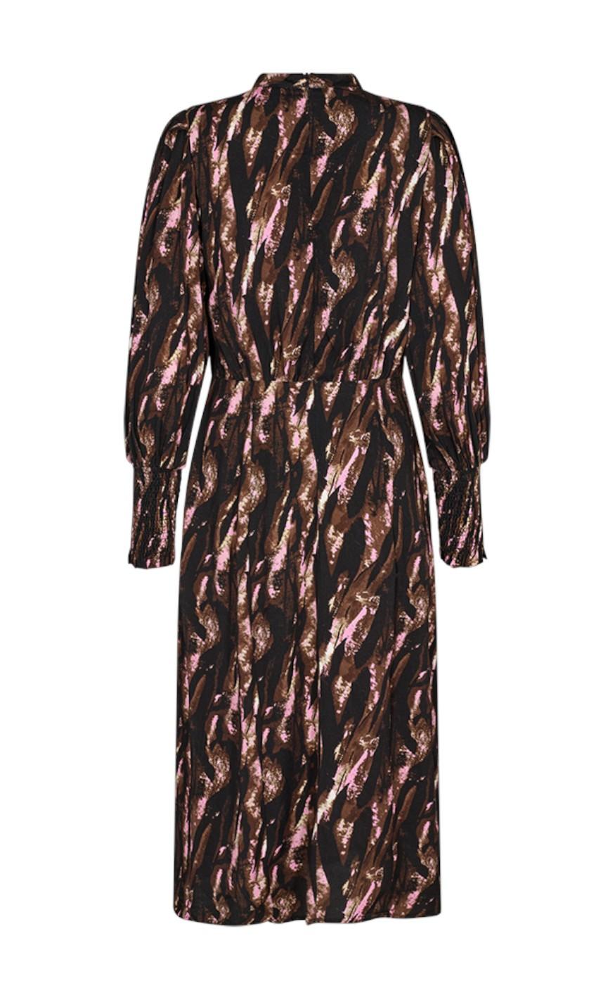 Freequent Kjole - Nele - Coffee Bean w. Fuchsia Pink