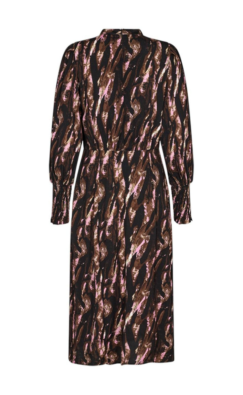 Freequent Kjole - Nele - Coffee Bean w. Fuchsia Pink