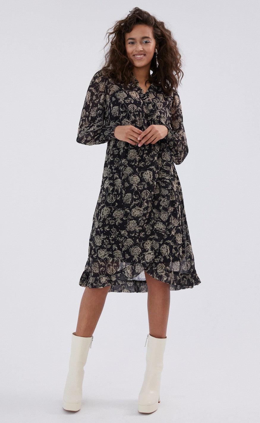 Freequent Kjole - Olona - Black With Walnut