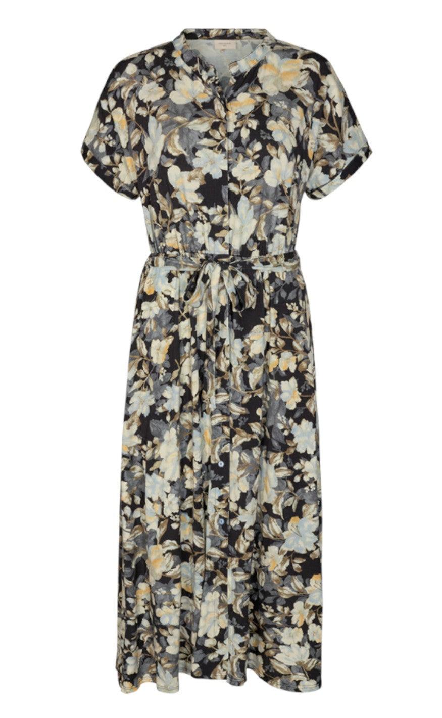 Freequent Kjole - Prue Button Ecovero - Blue Mix