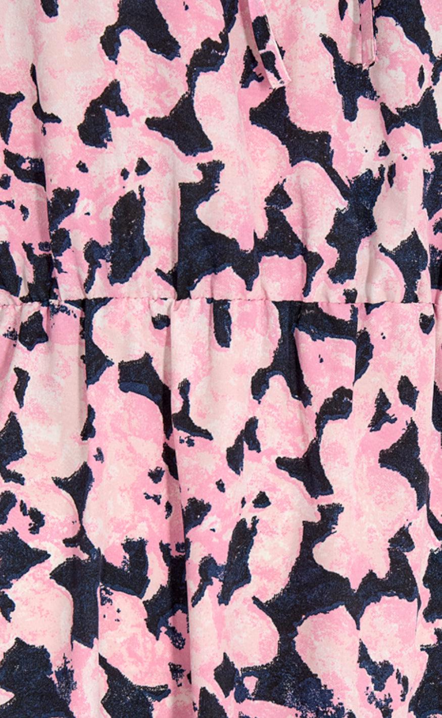 Freequent Kjole - Roony - Navy W. Fuchsia Pink