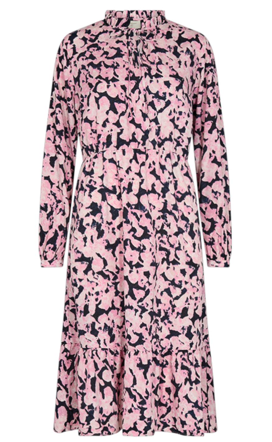 Freequent Kjole - Roony - Navy W. Fuchsia Pink