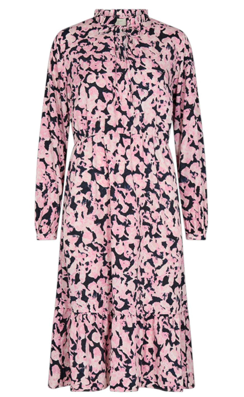 Freequent Kjole - Roony - Navy W. Fuchsia Pink