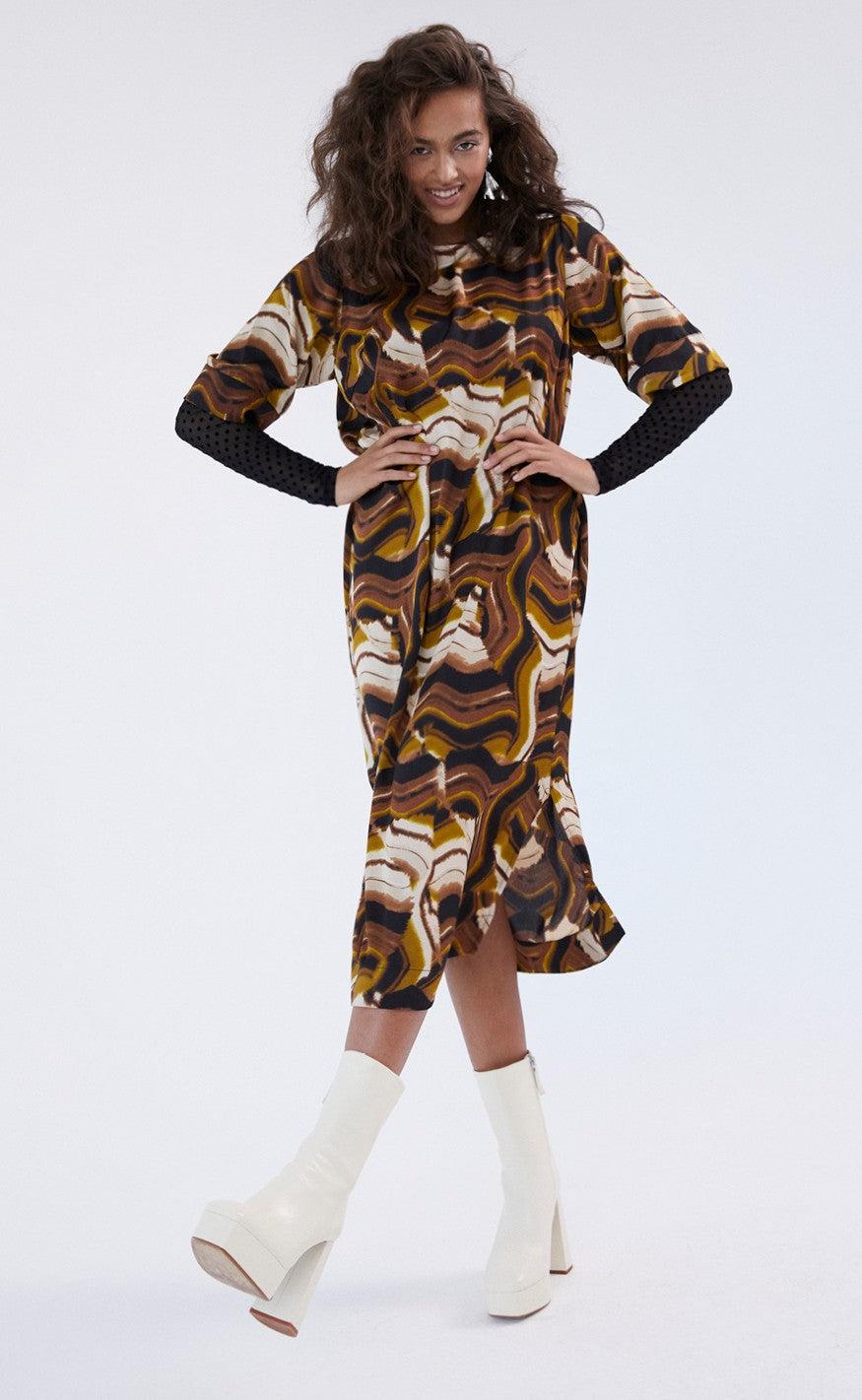 Freequent Kjole - Wish - Black With Amber Green