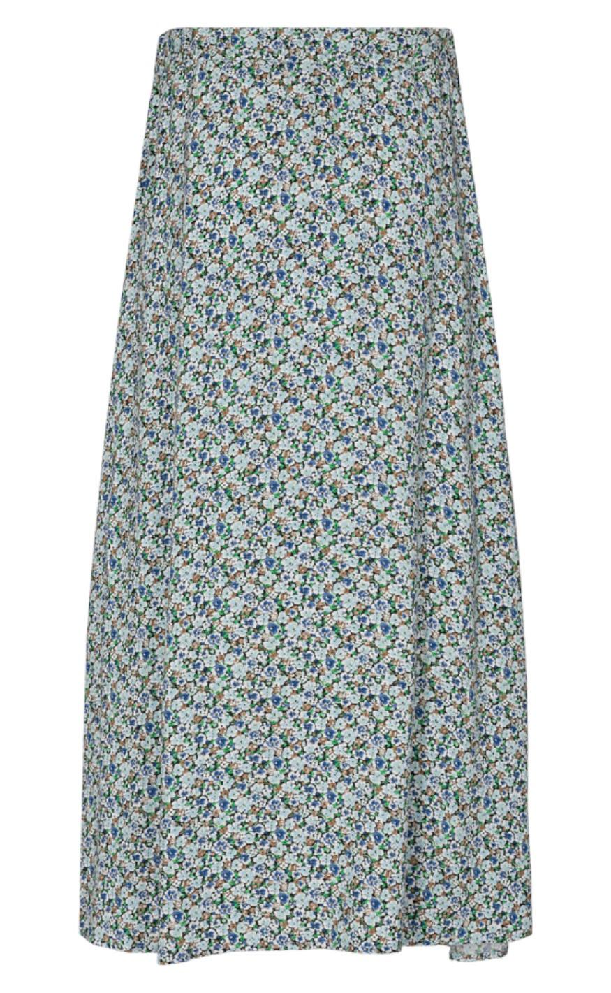 Freequent Nederdel - Agnes - Chambray Blue Mix