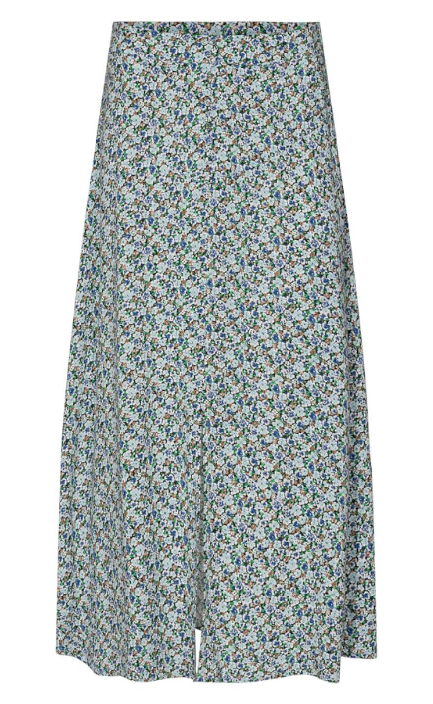 Freequent Nederdel - Agnes - Chambray Blue Mix