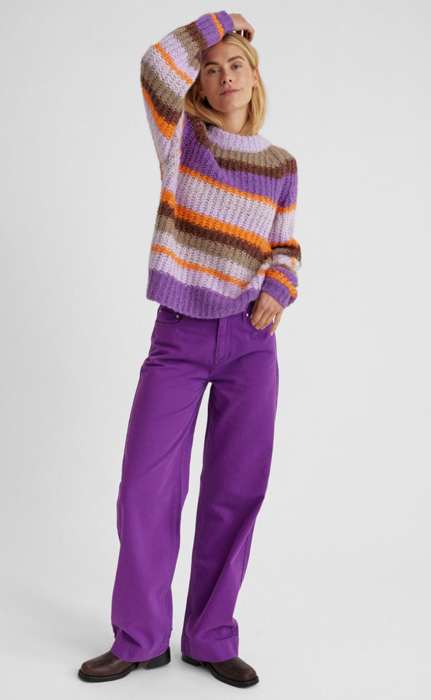 Freequent Pullover - Evy - Royal Lilac W. Desert Taupe