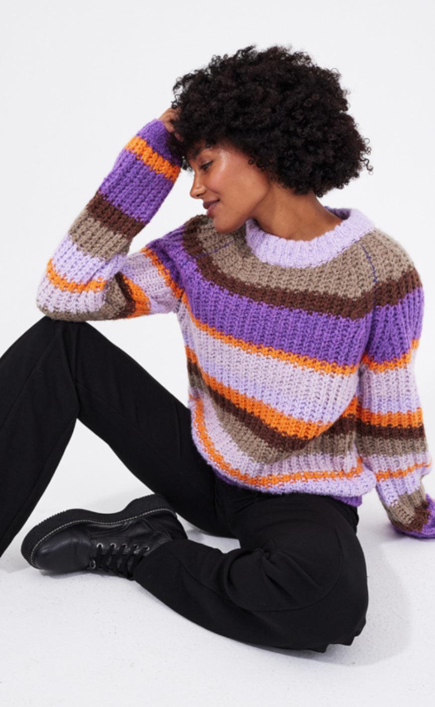 Freequent Pullover - Evy - Royal Lilac W. Desert Taupe