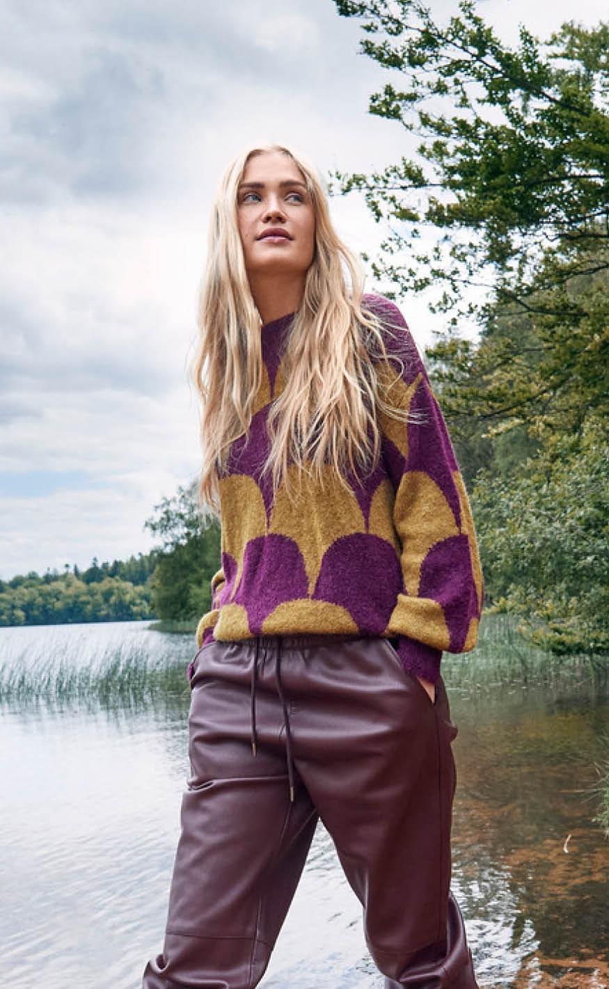 Freequent Pullover - Hilla - Dark Purple Mix