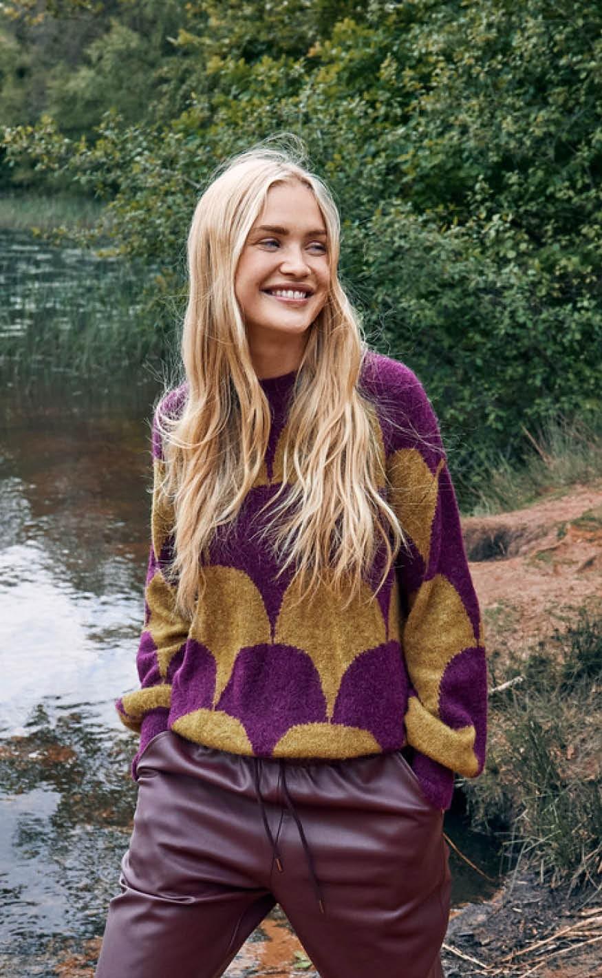 Freequent Pullover - Hilla - Dark Purple Mix