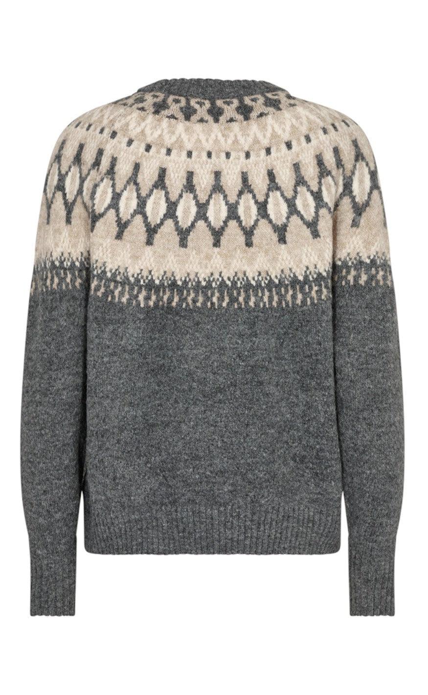 Freequent Pullover - Merla - Grey Mel With Silver Mink