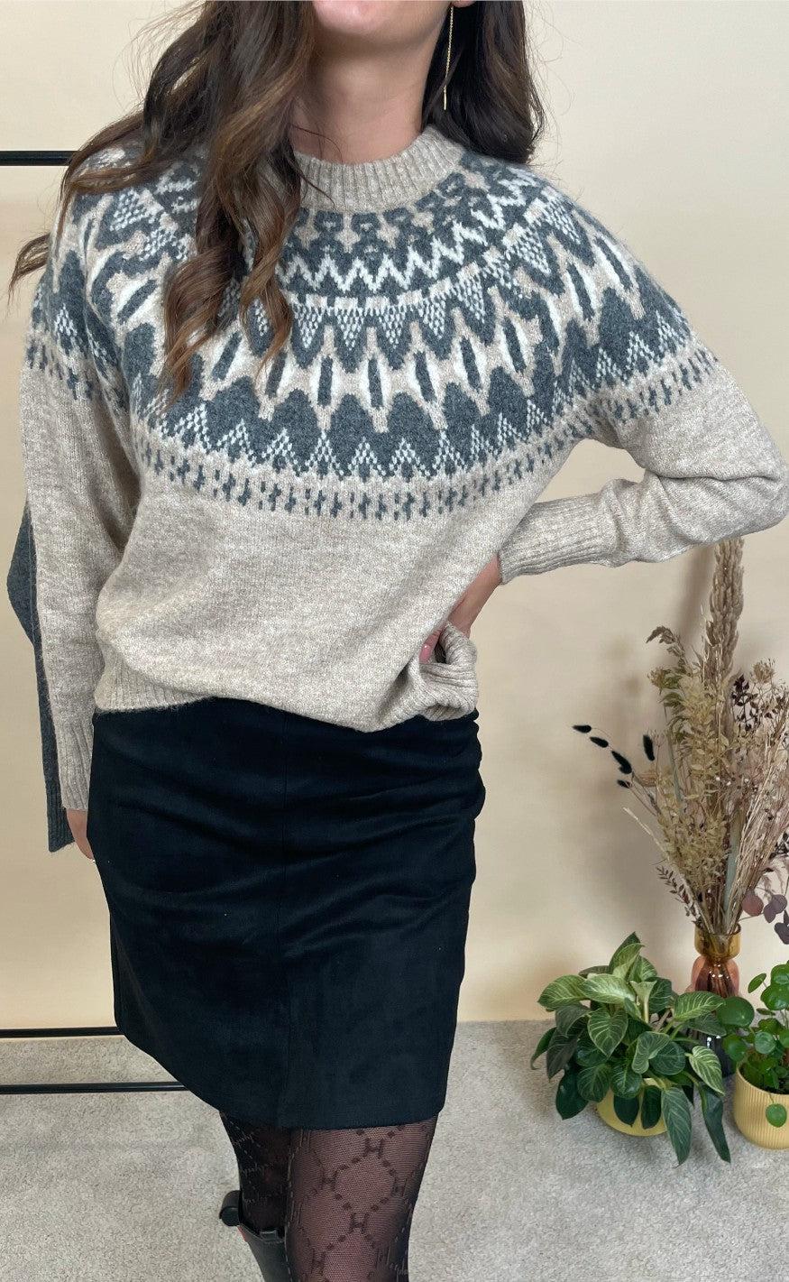 Freequent Pullover - Merla - Silver Mink With Grey Mel