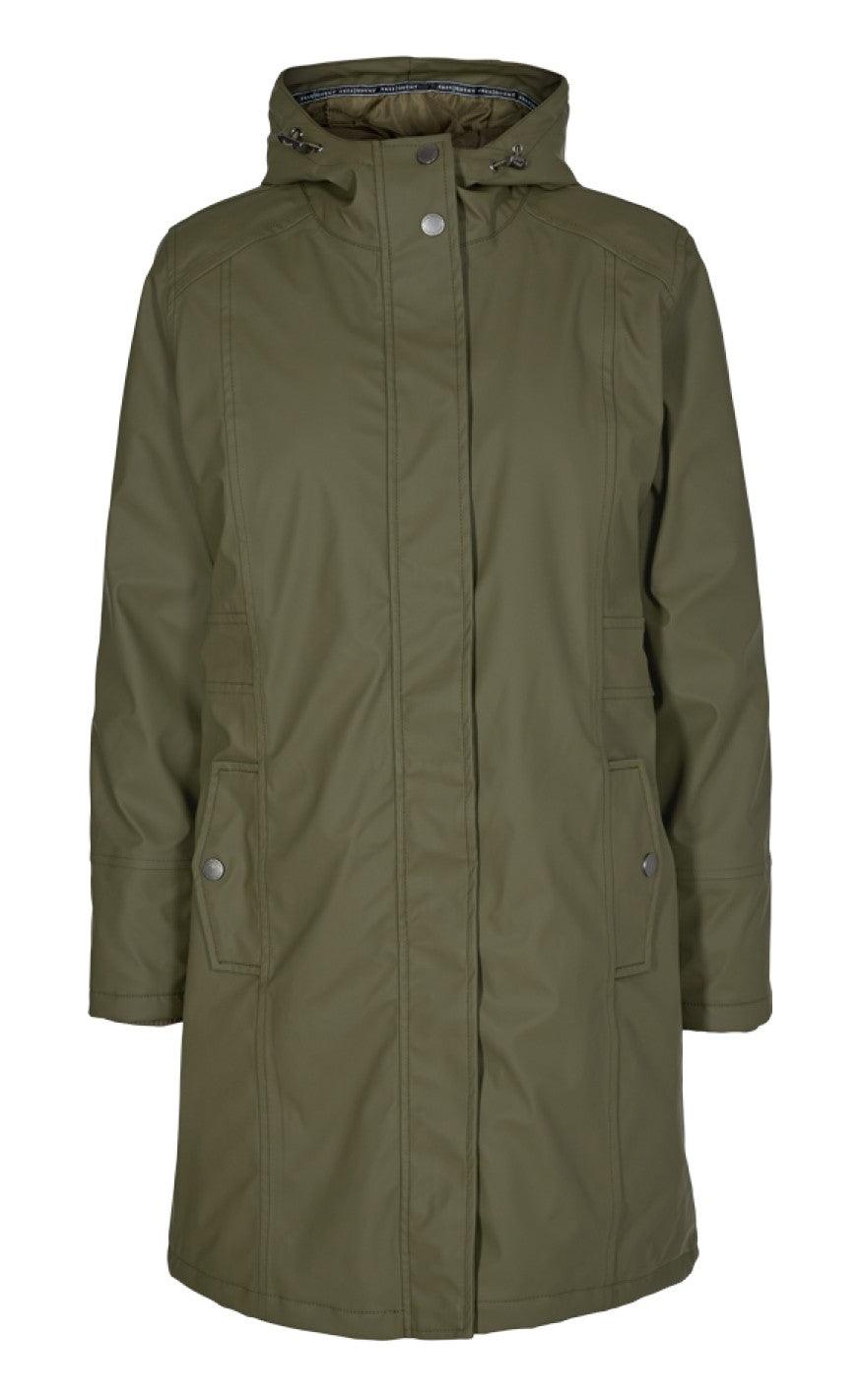 Freequent Regnjakke - Waist - Olive Night