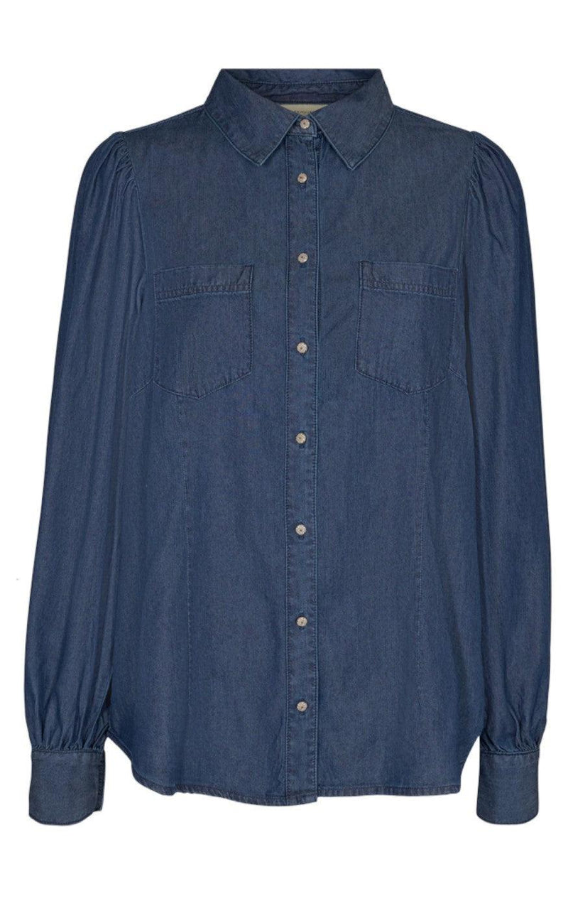 Freequent Skjorte - Dobby - Medium Blue
