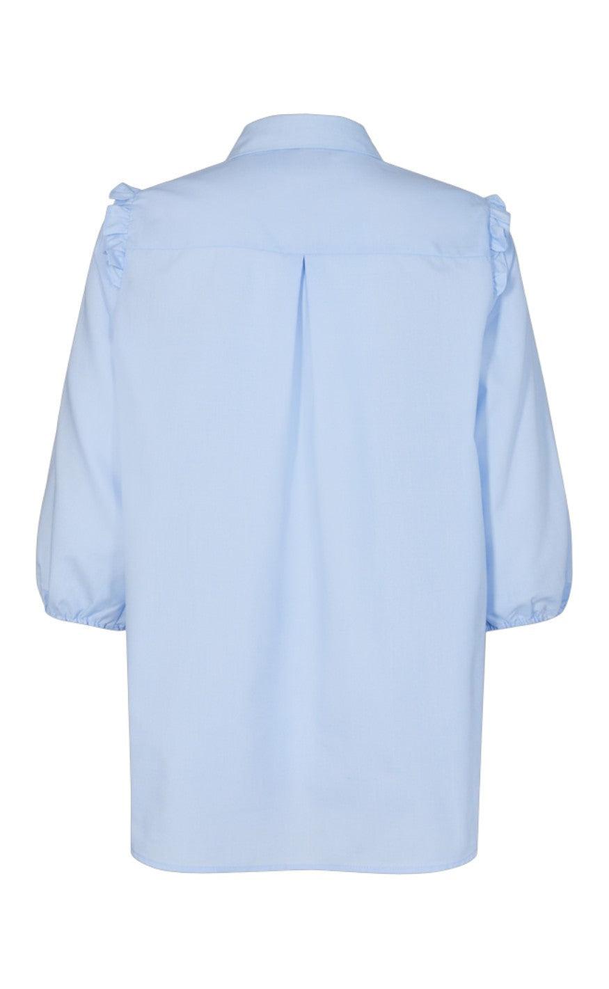 Freequent Skjorte - Flynn Frill - Chambray Blue