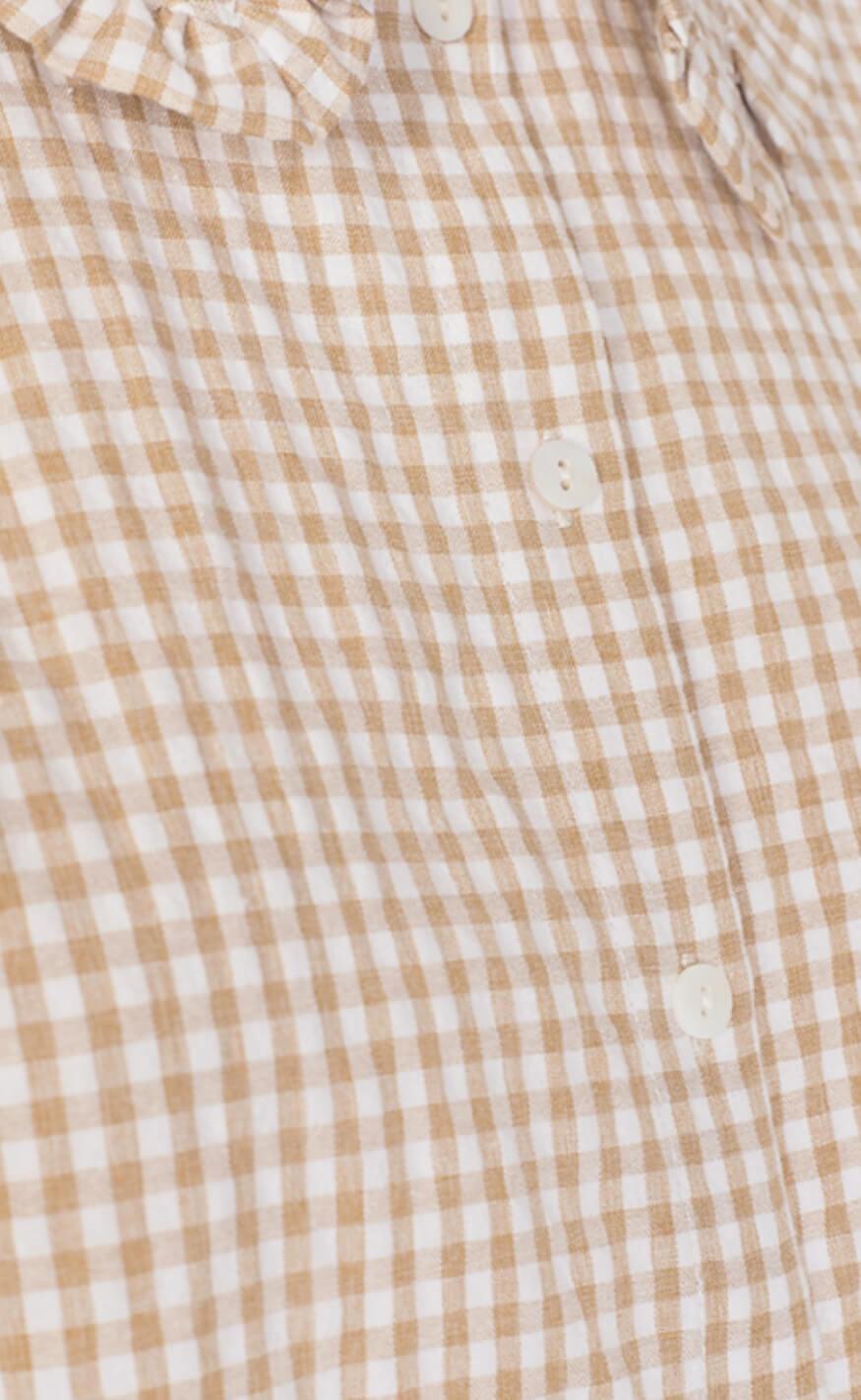 Freequent Skjorte - Gingham - Beige Sand