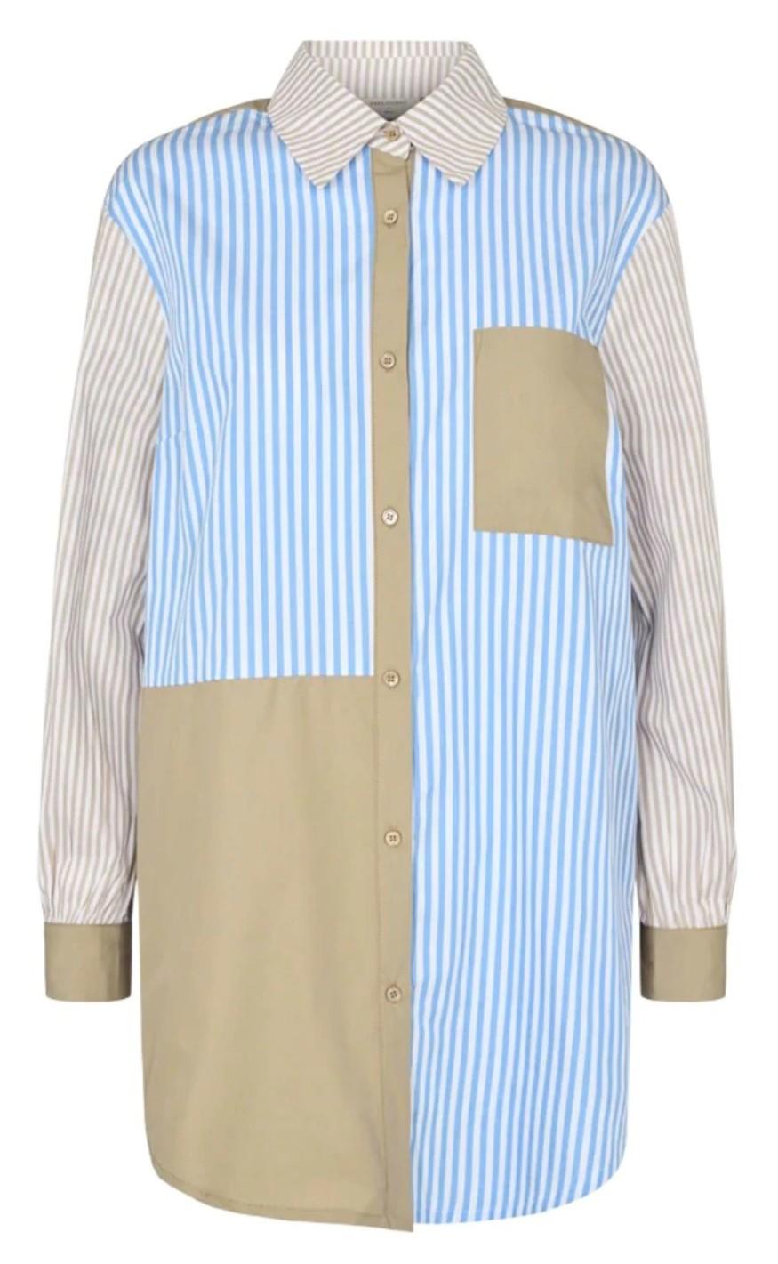 Freequent Skjorte - Hilda - Chambray Blue Mix