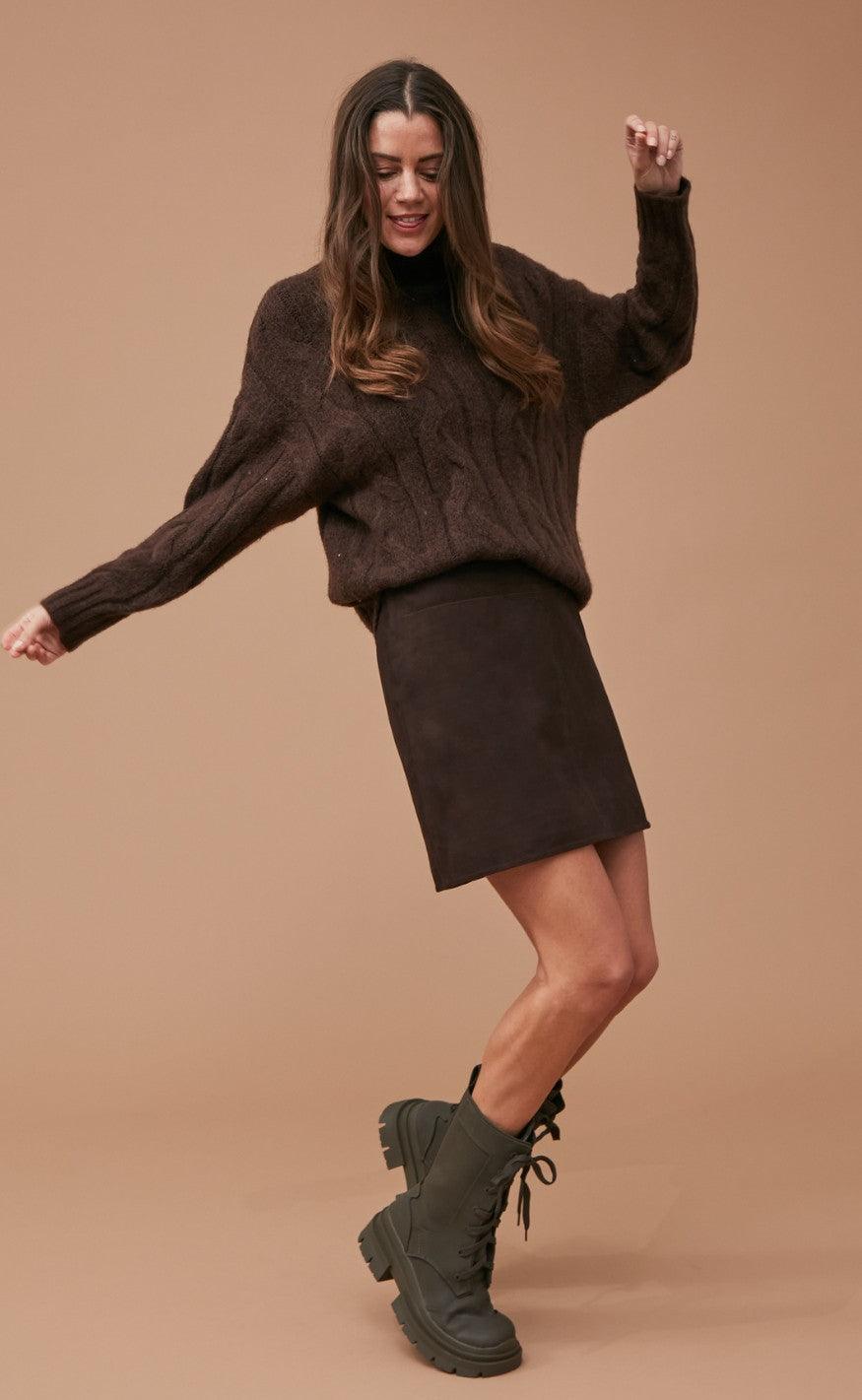 Freequent Sweater - Satina - Coffee Bean Melange