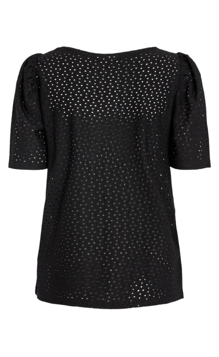 Freequent T-shirt - Blond Fenja Puff - Black