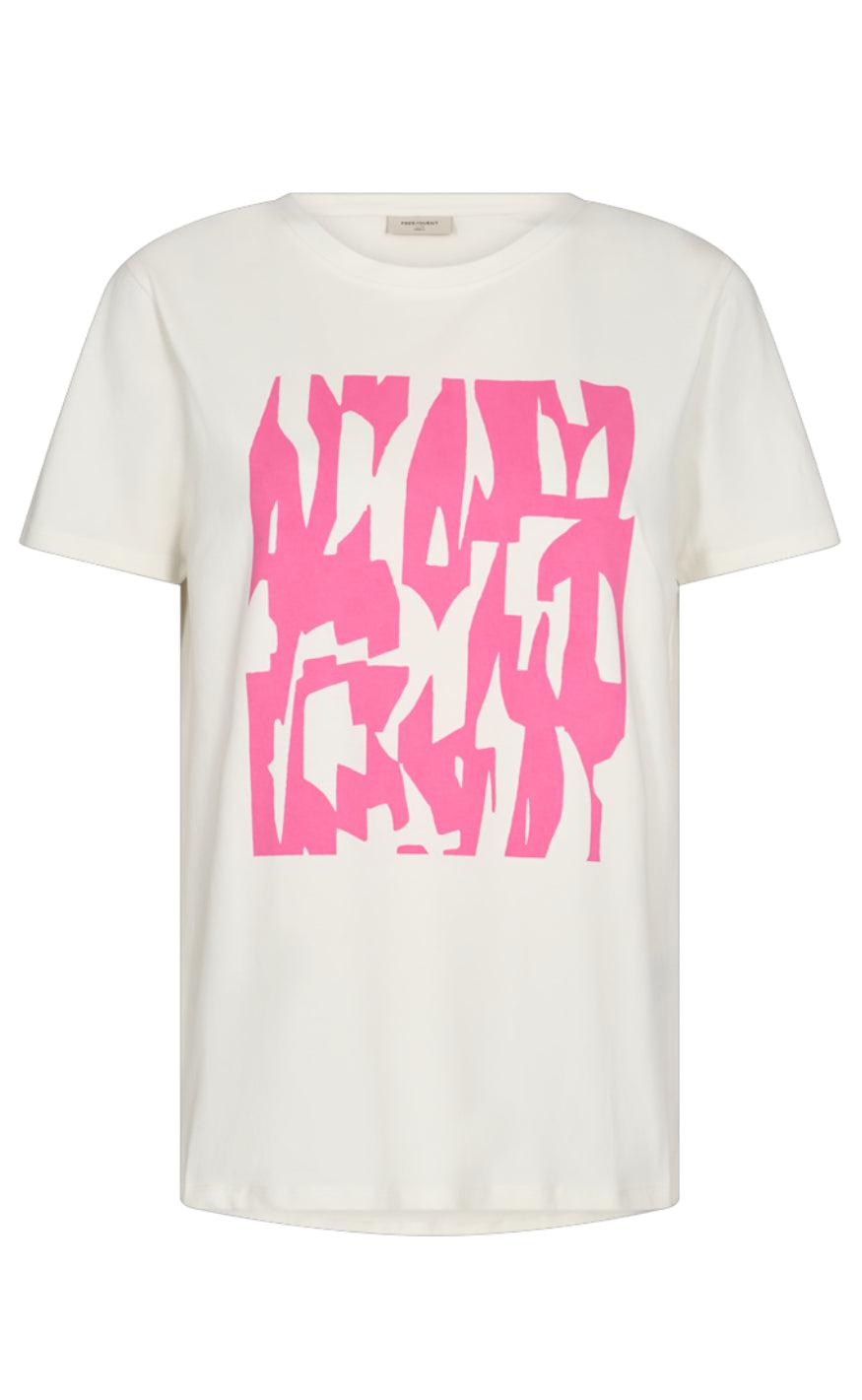 Freequent T-shirt - Fenjal - Off White W. Carmine Rose