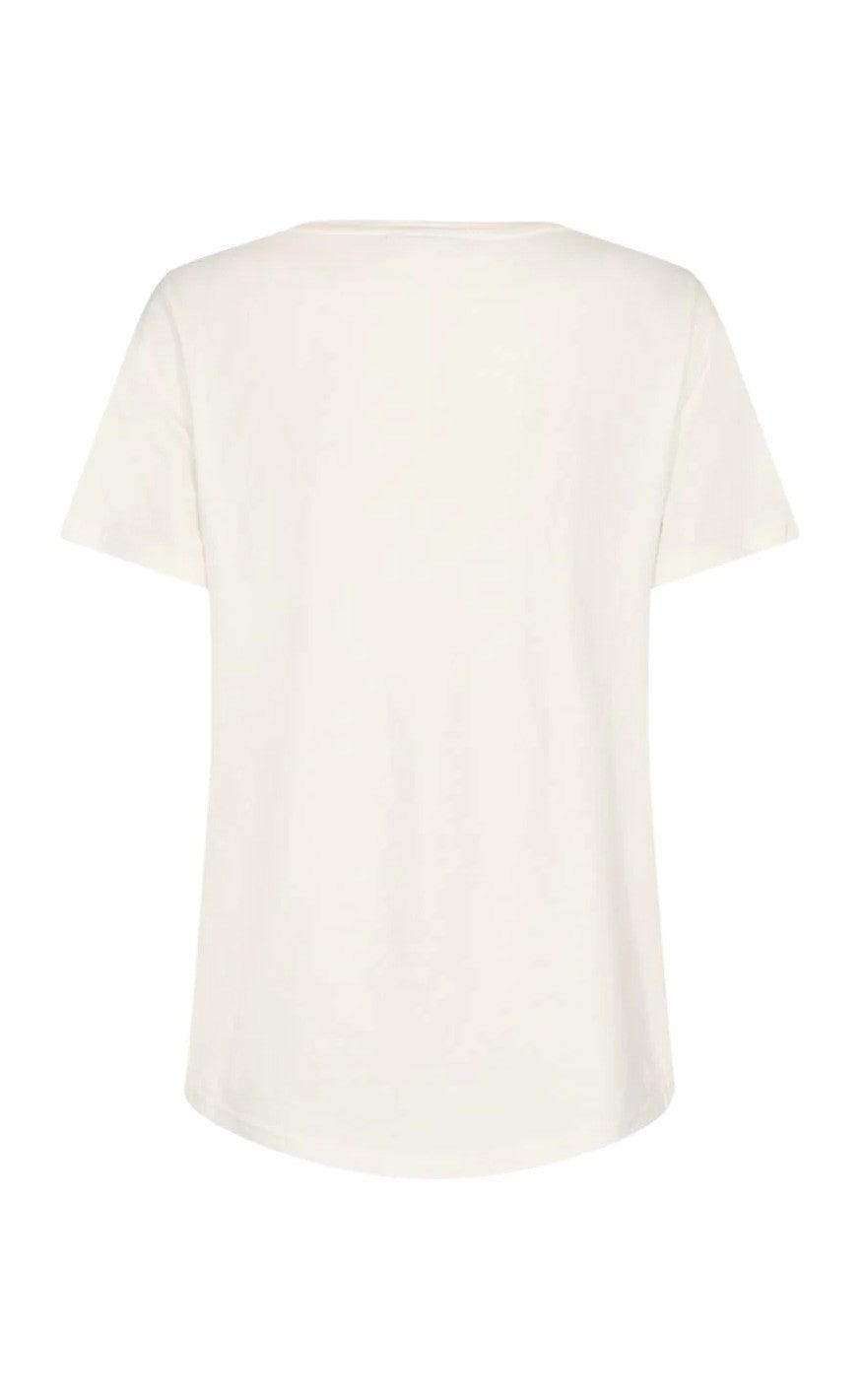 Freequent T-shirt - Fenjal - Offwhite w. Coffeebean