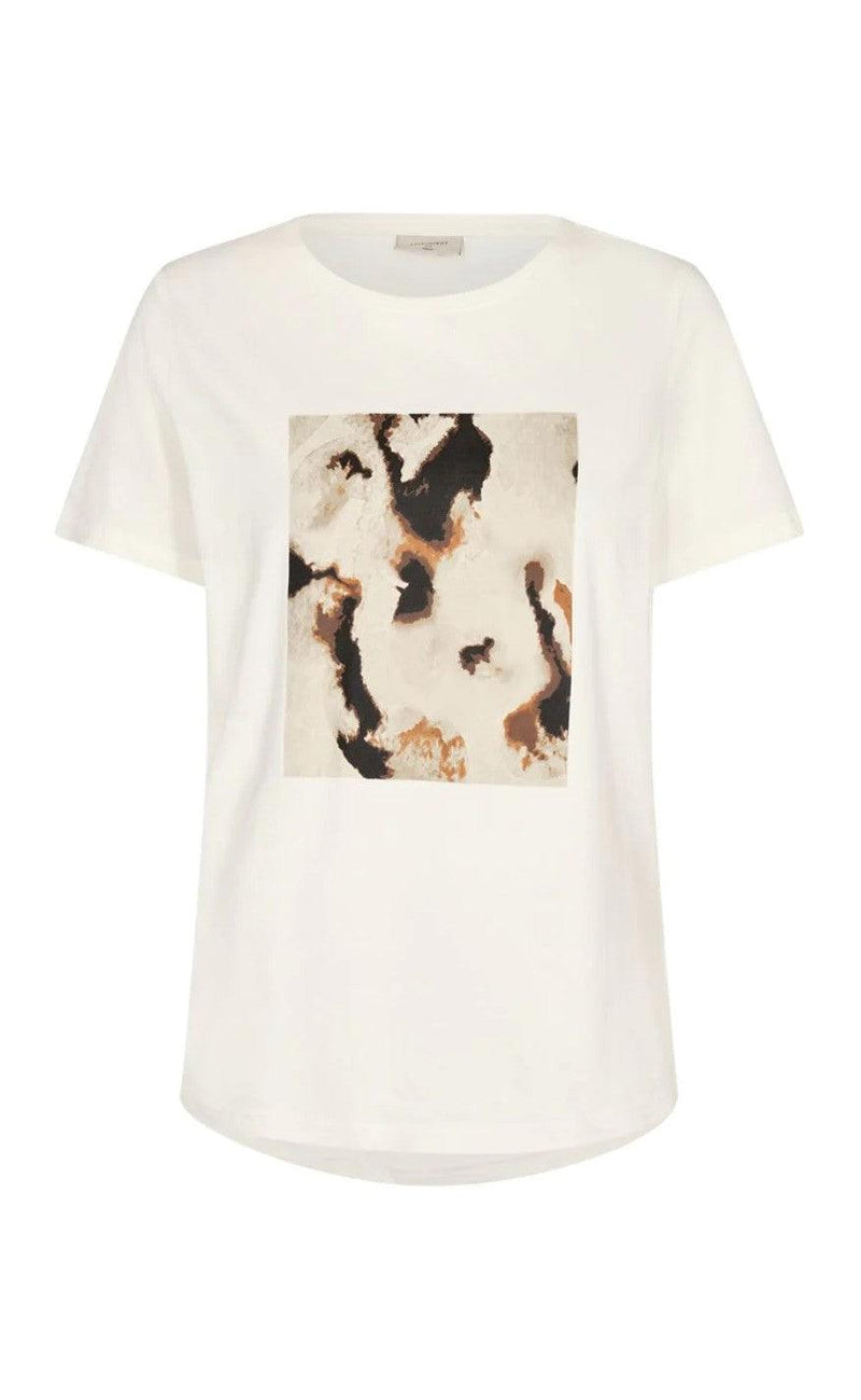 Freequent T-shirt - Fenjal - Offwhite w. Coffeebean