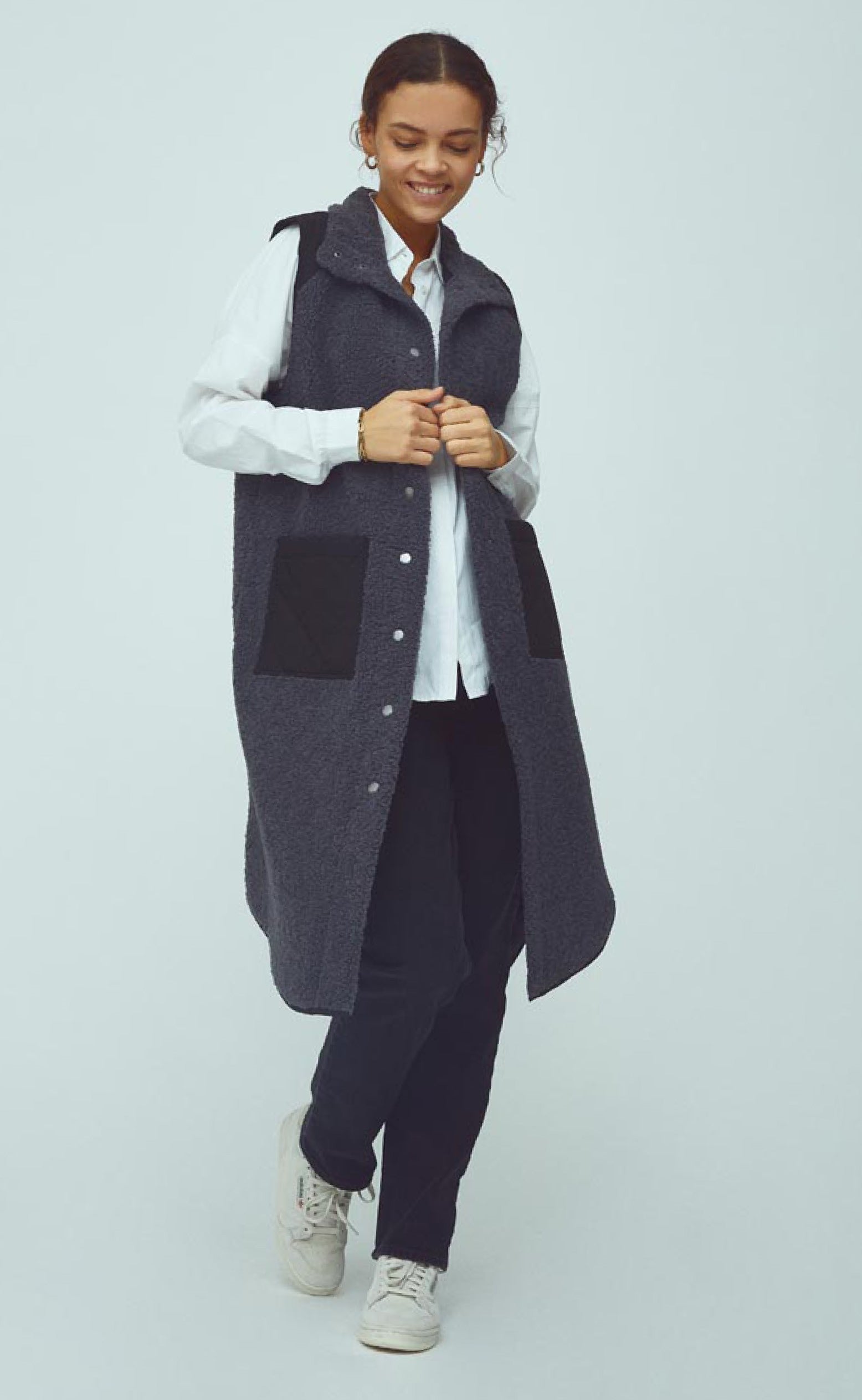 Global Funk Vest - Raima Teddy - Grey Black Mix
