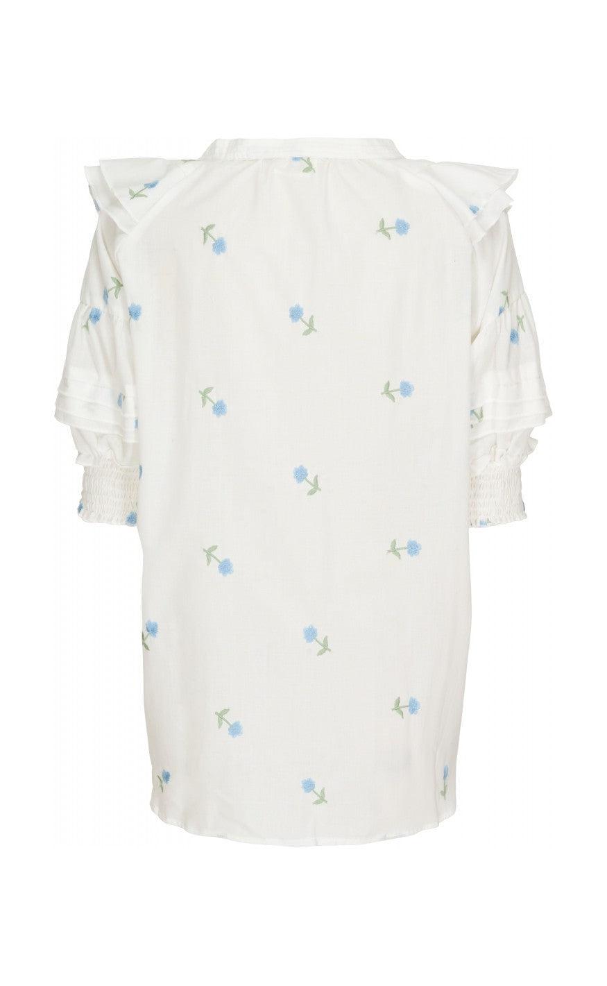 Gossia Bluse - Freya - White With Blue Flower