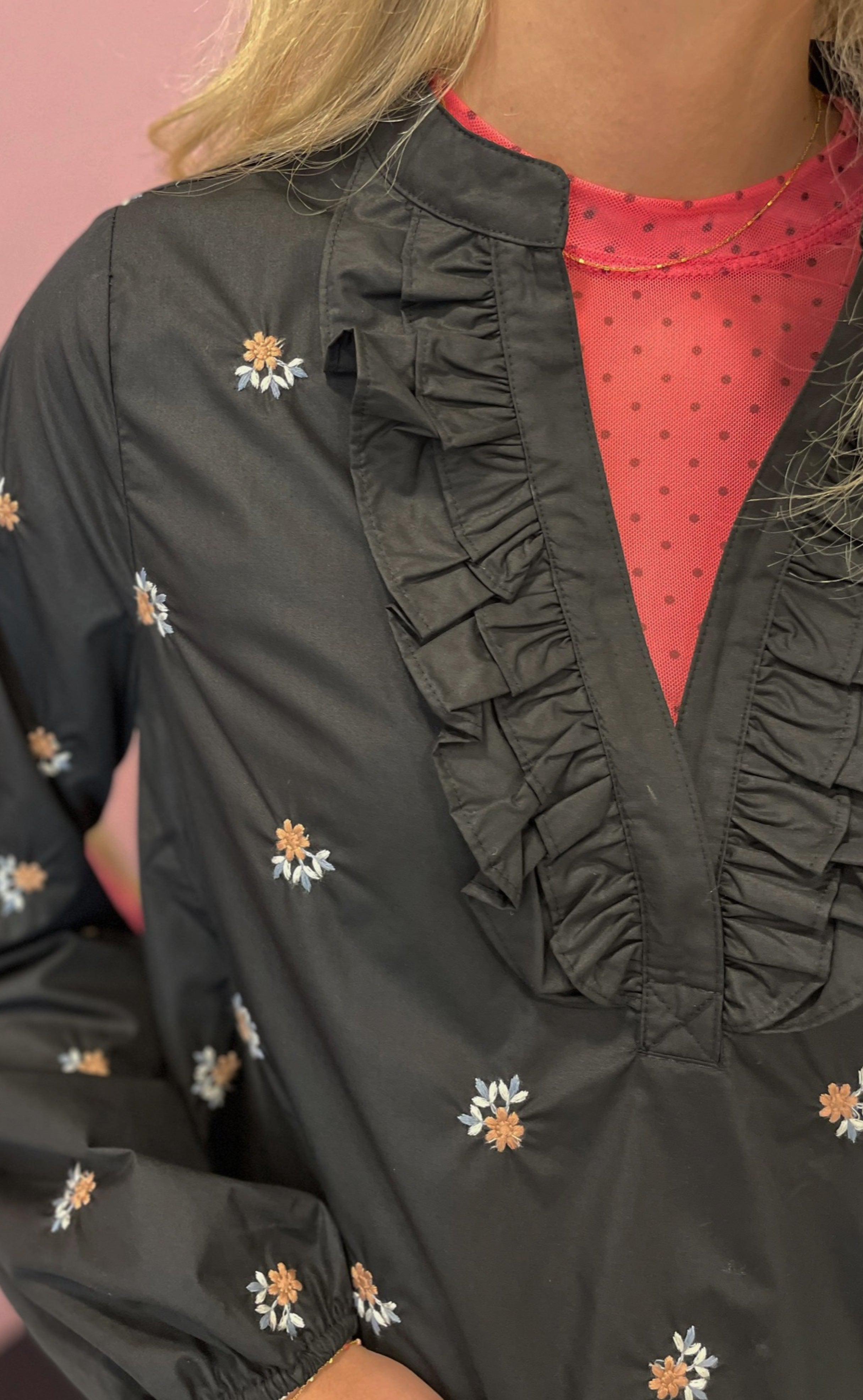 Gossia Kjole - Juliana Tunica - Black W Flowers