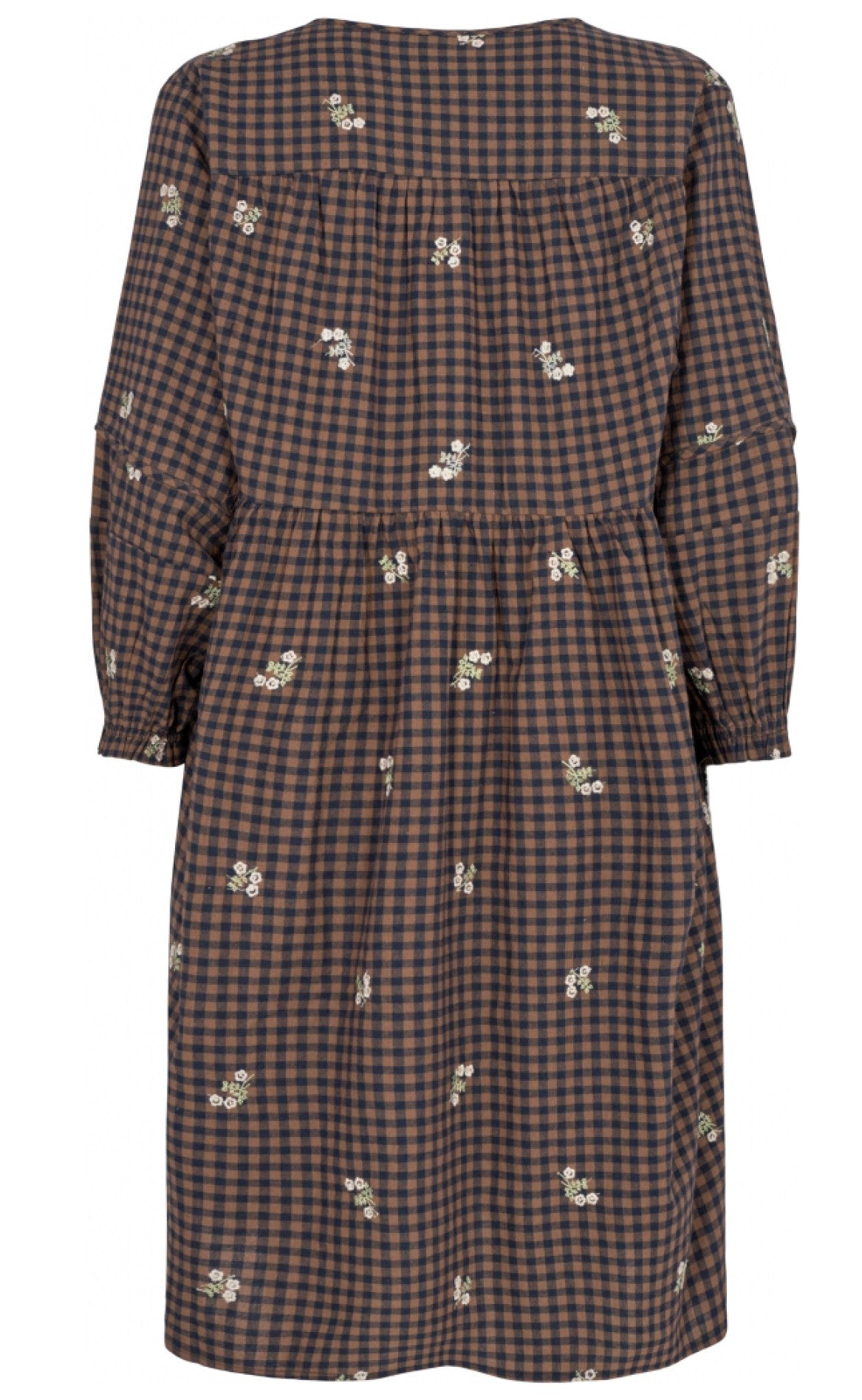 Gossia Kjole - Kaia - Camel Navy Check