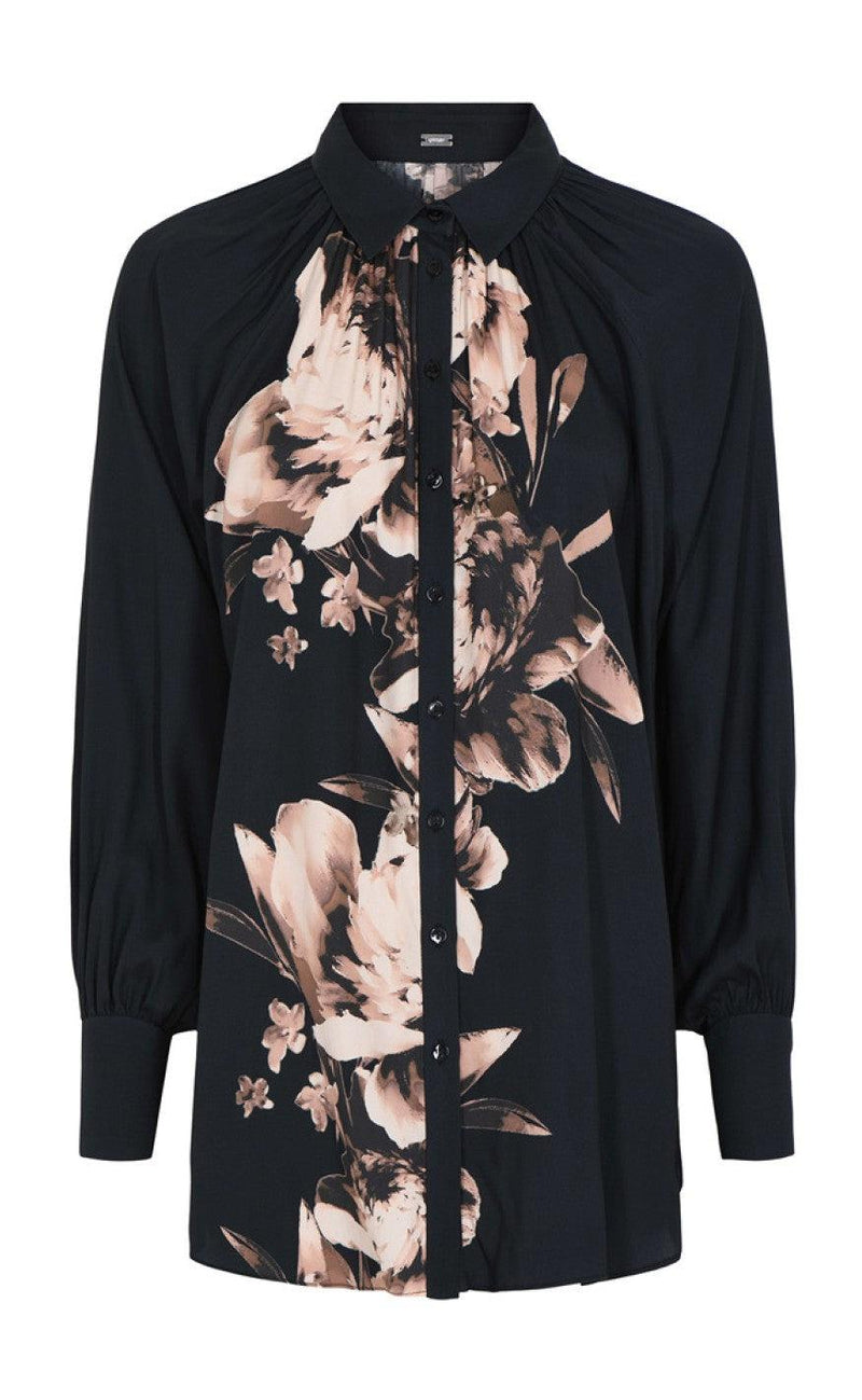 Gustav Skjorte - Elea Oversize - Black / Bark