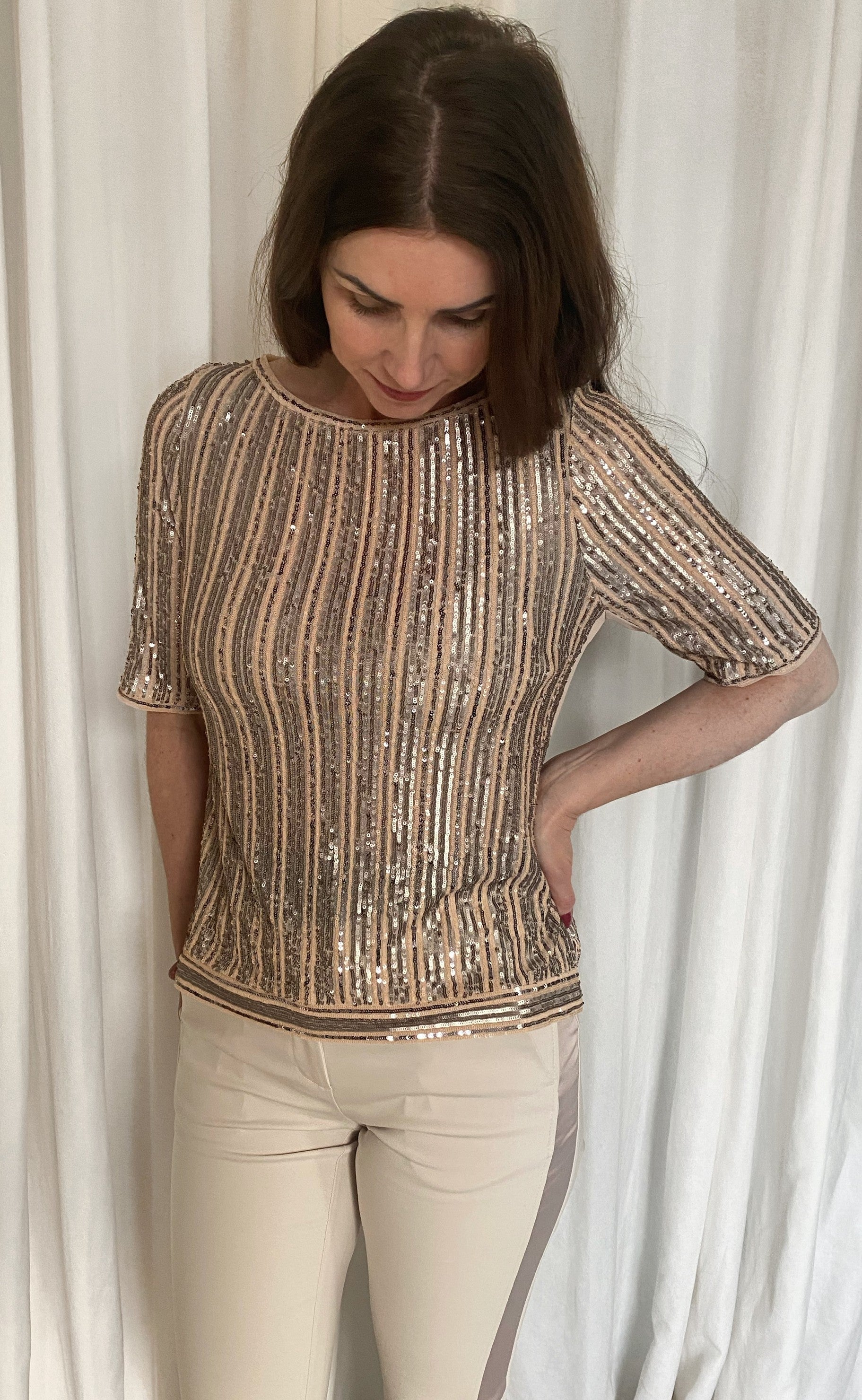 Gustav T-shirt - Genta sequince - Ivory / Meta