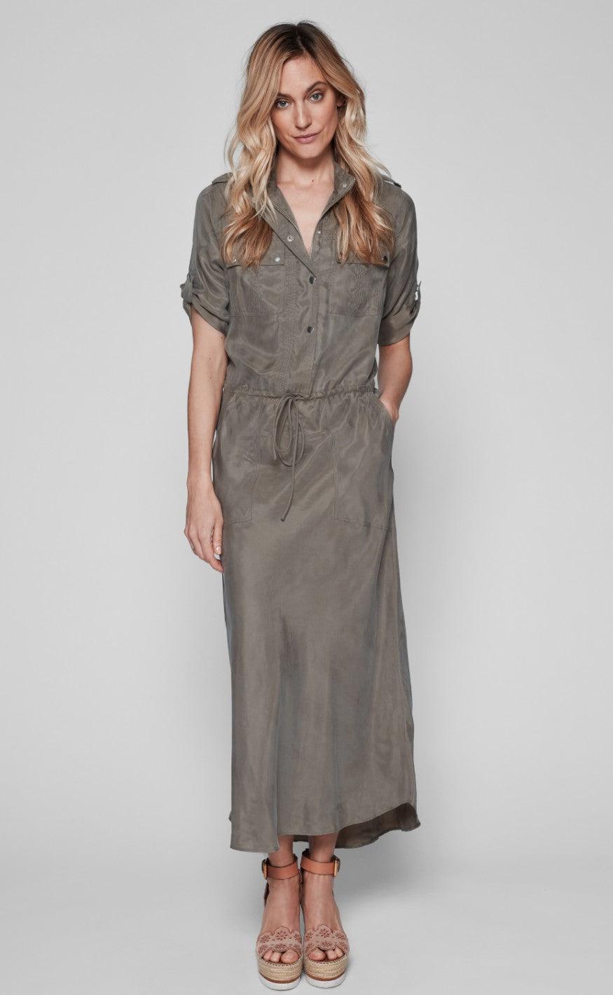 Gustav kjole - Britney Long Bias Cut - Dried Green