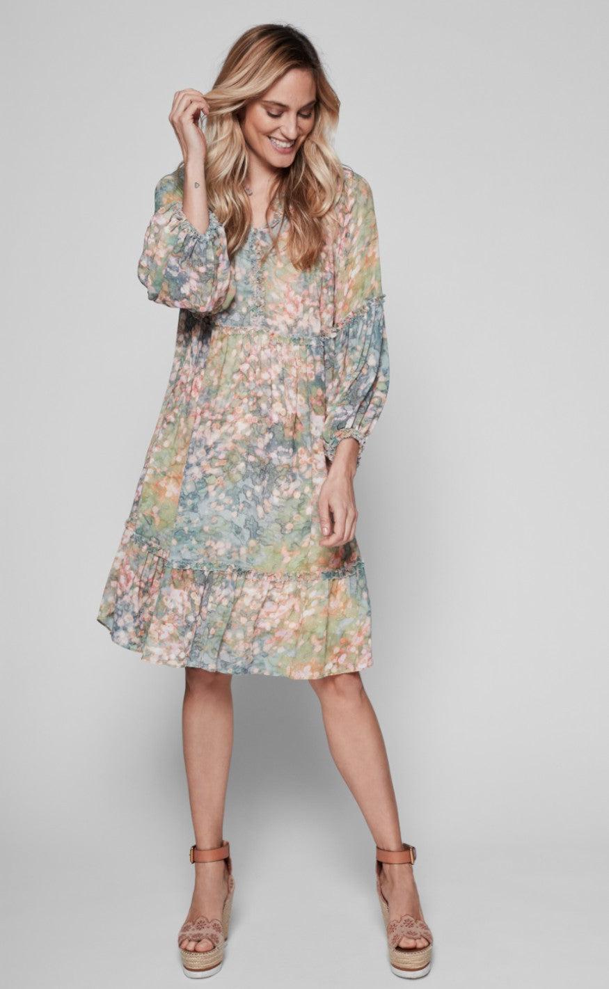 Gustav kjole - Joy Chiffon - Green / Rose