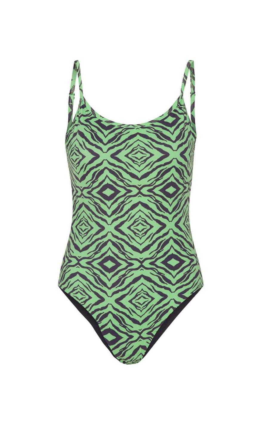 Hunkøn Badedragt - Lilly - Green Tiger Art Print