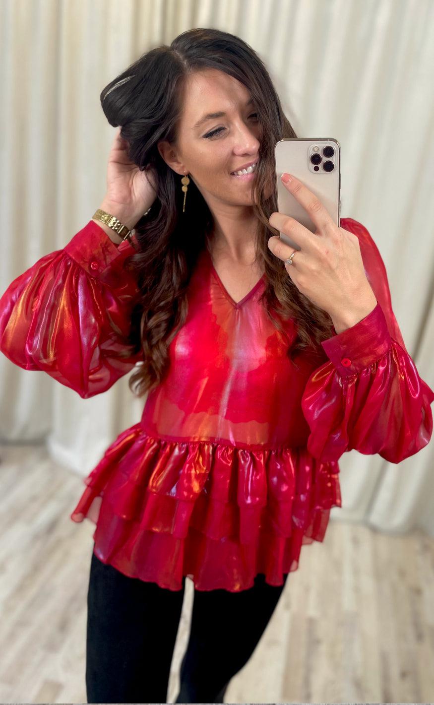 Hunkøn Bluse - Pearl Sheer - Red