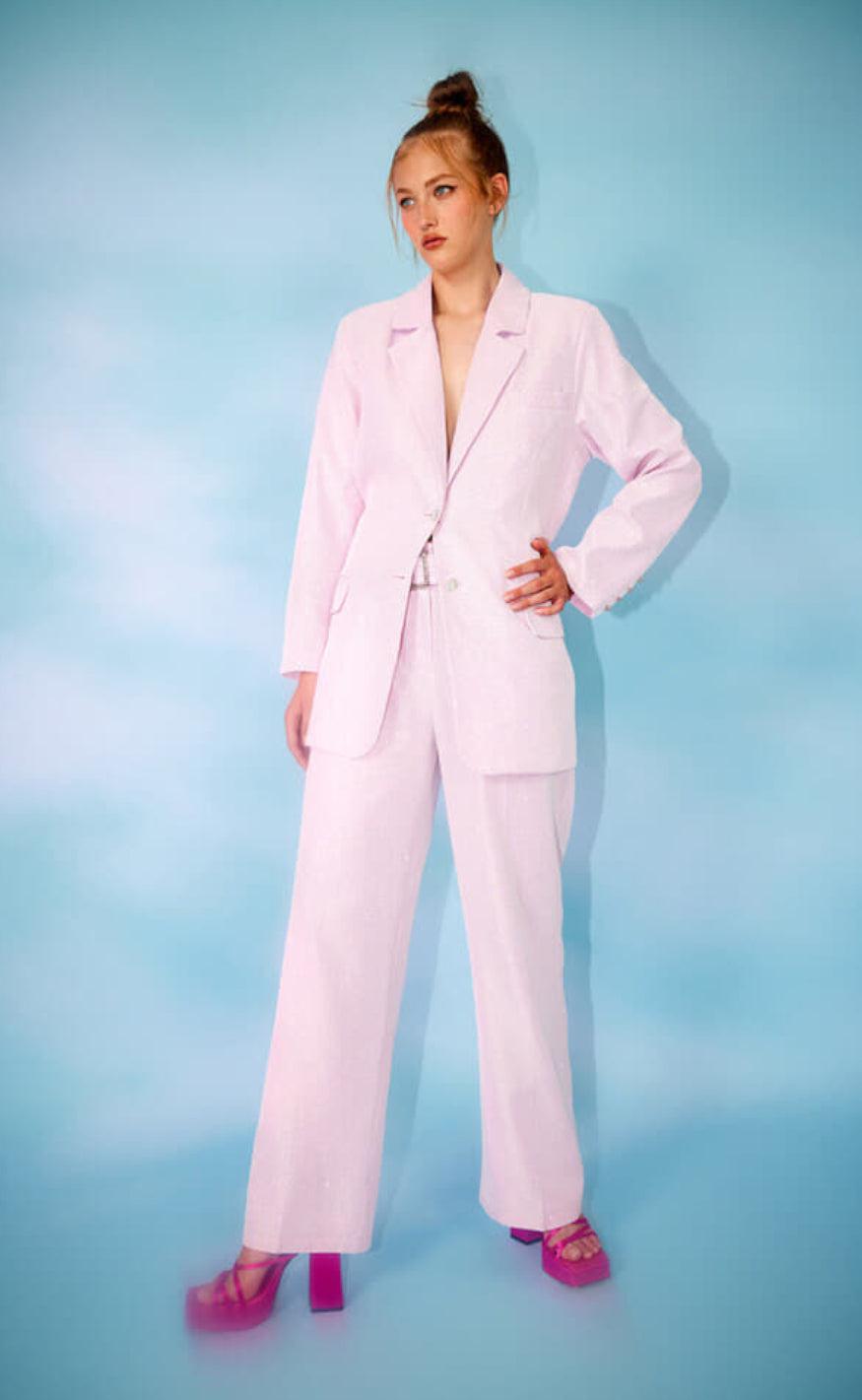 Hunkøn Bukser - Estelle - Pale Pink Glitter