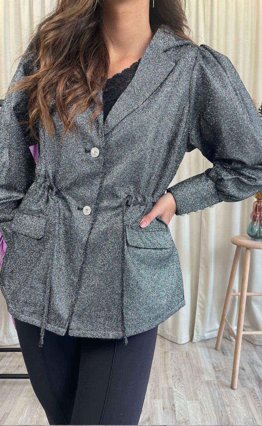 Hunkøn Jakke - Estelle - Soft Black Glitter