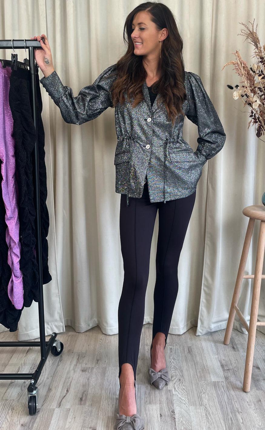 Hunkøn Jakke - Estelle - Soft Black Glitter