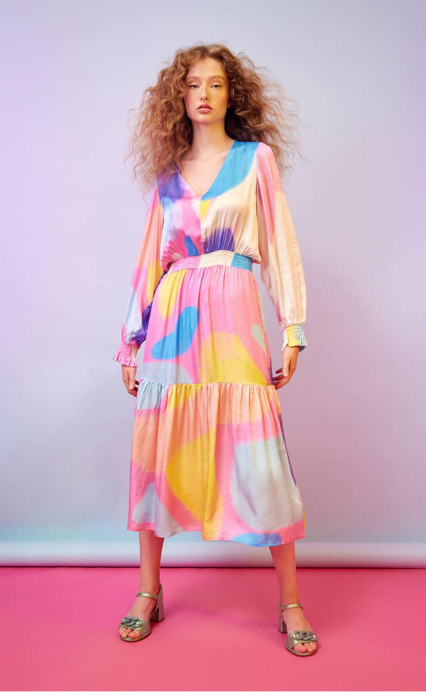 Hunkøn Kjole - Halo Long dress - Fluent Art Print