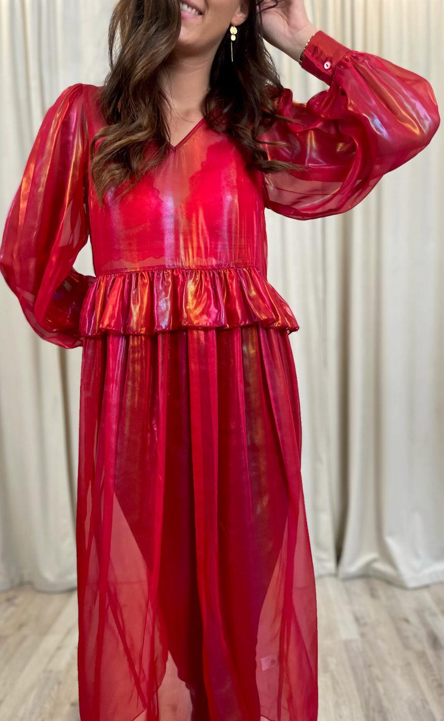 Hunkøn Kjole - Pearl Sheer - Red